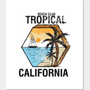 tropical California  Beach club Posters and Art